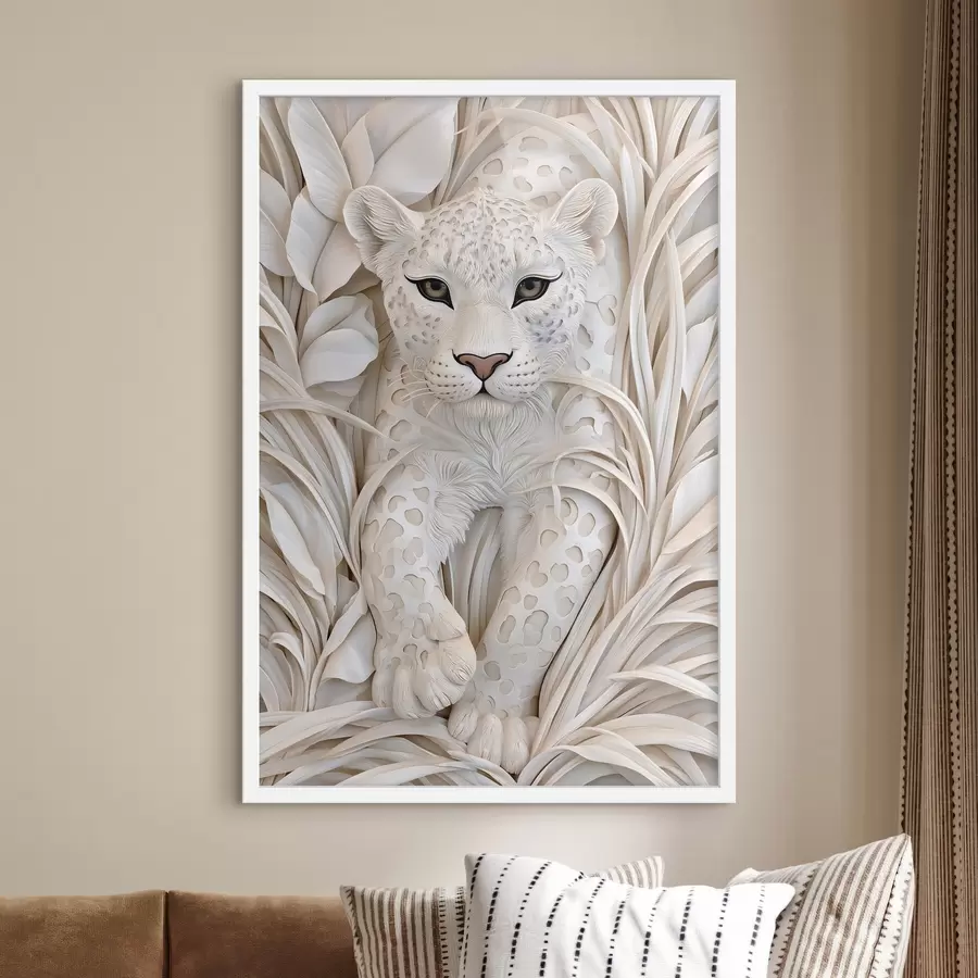 Fototapete Ein Leopard im Flachrelief-Stil f50514