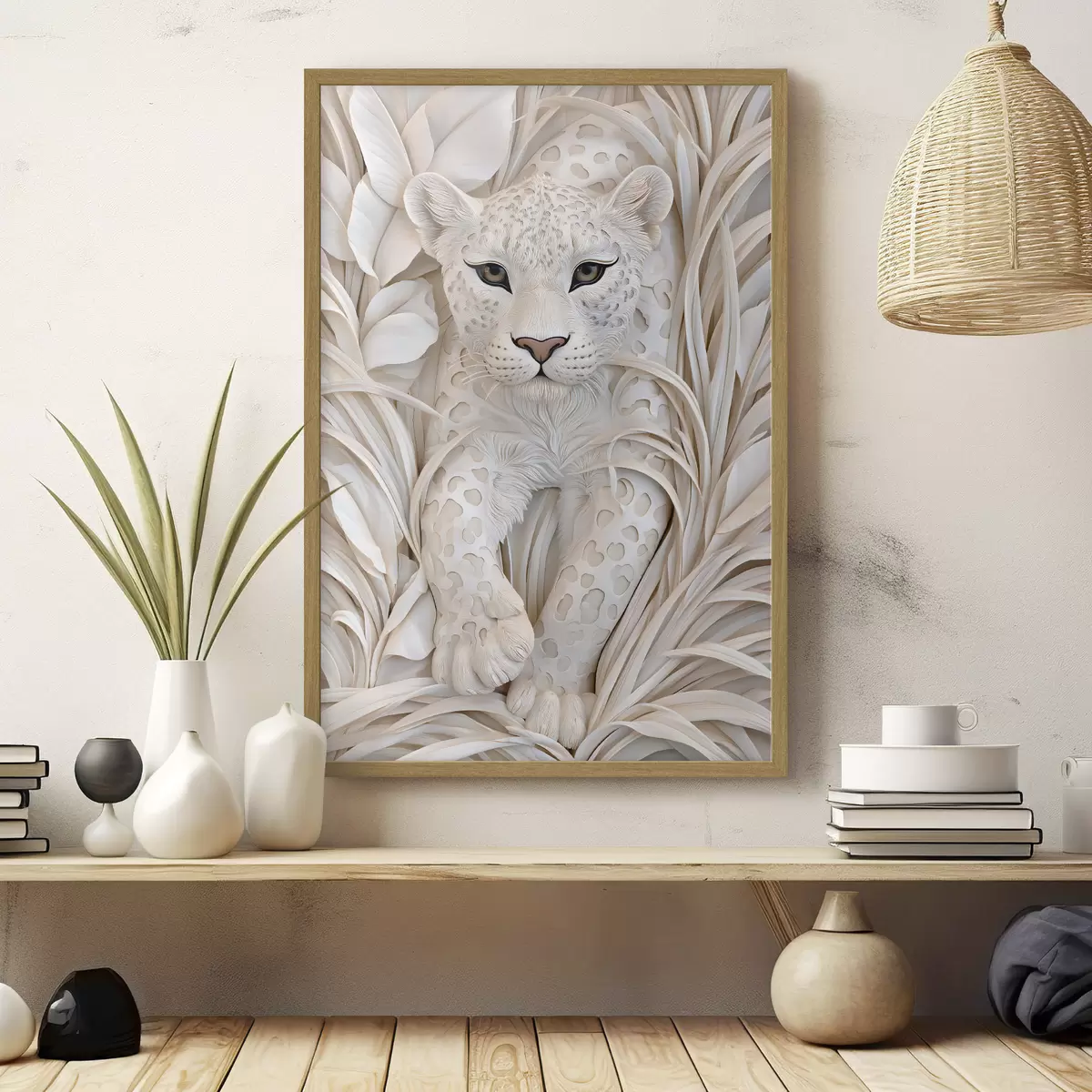 Poster Ein Leopard im Flachrelief-Stil f50514