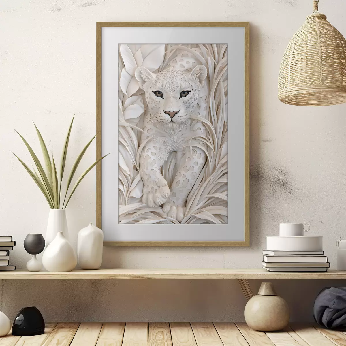 Poster Ein Leopard im Flachrelief-Stil f50514