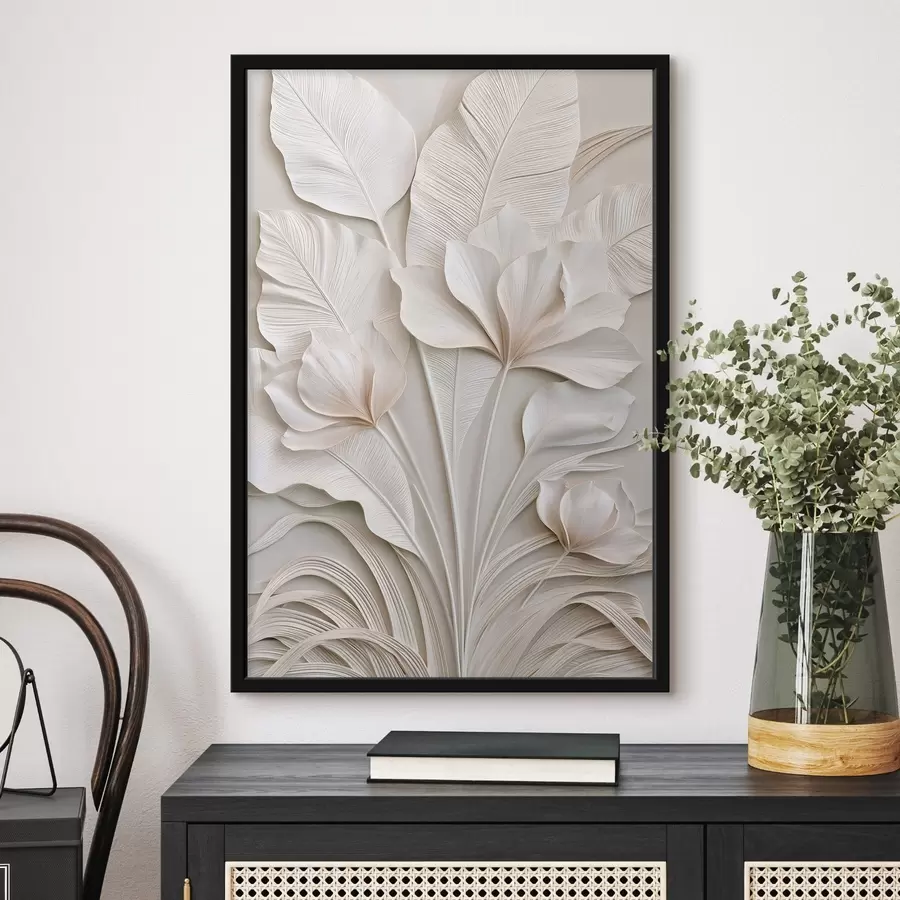 Fototapete Tropische Blumen im Flachrelief-Stil f50515
