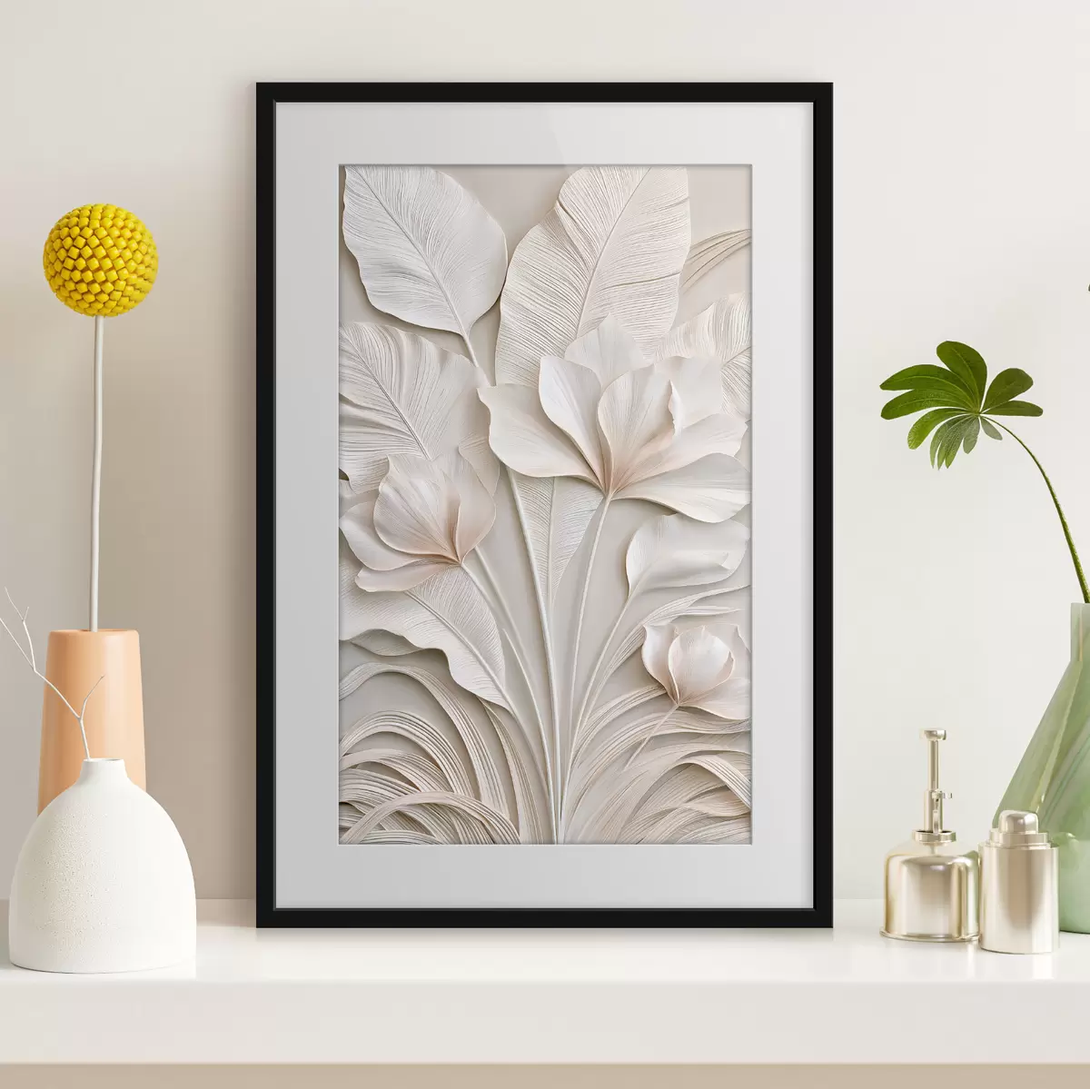 Poster Tropische Blumen im Flachrelief-Stil f50515