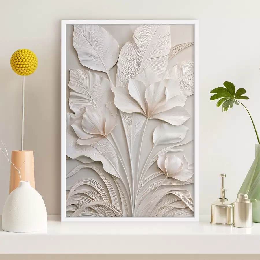 Fototapete Tropische Blumen im Flachrelief-Stil f50515