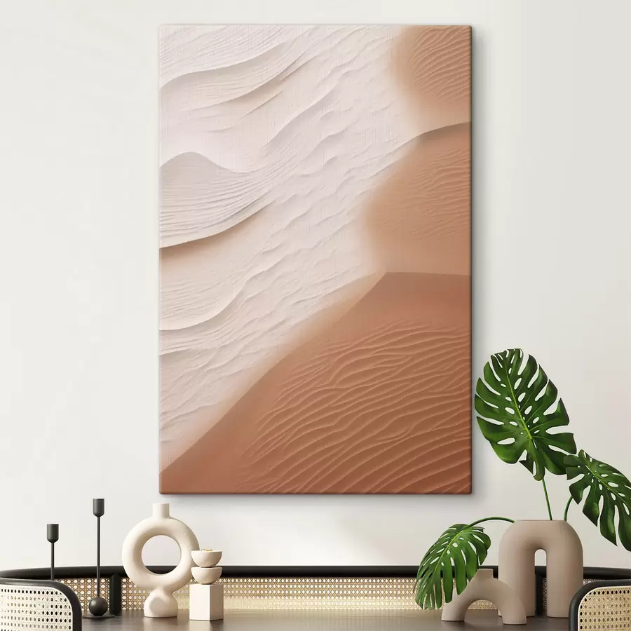 Fototapete Wogende Sanddünen in einer Wüste mit sanften, fließenden Kurven und Strukturen s50614