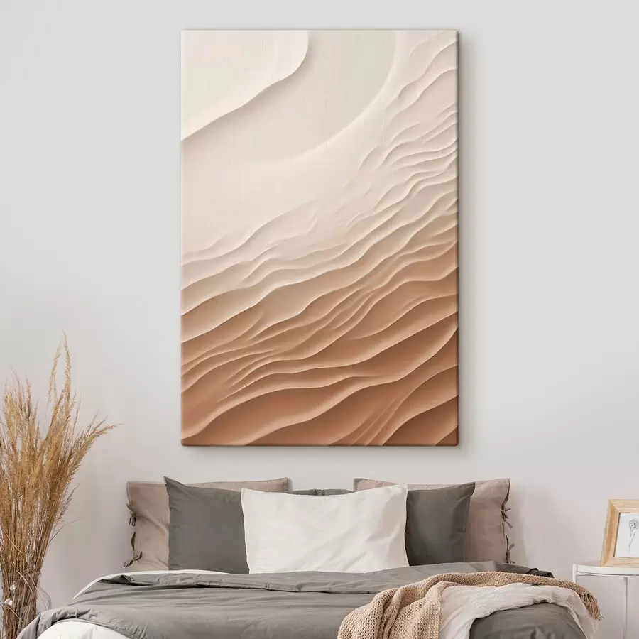 Fototapete Abstrakte Sanddünen in einer Wüste mit sanften, fließenden Kurven und Strukturen s50615