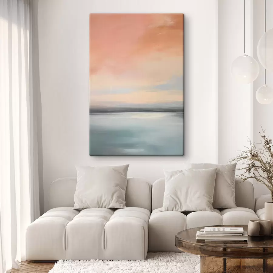 Fototapete Abstrakte, minimalistische Meereslandschaft in sanften Pastelltönen s50641