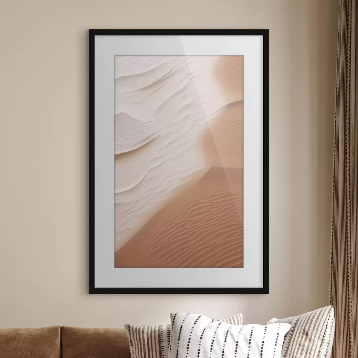Poster Wogende Sanddünen in einer Wüste mit sanften, fließenden Kurven und Strukturen f50614