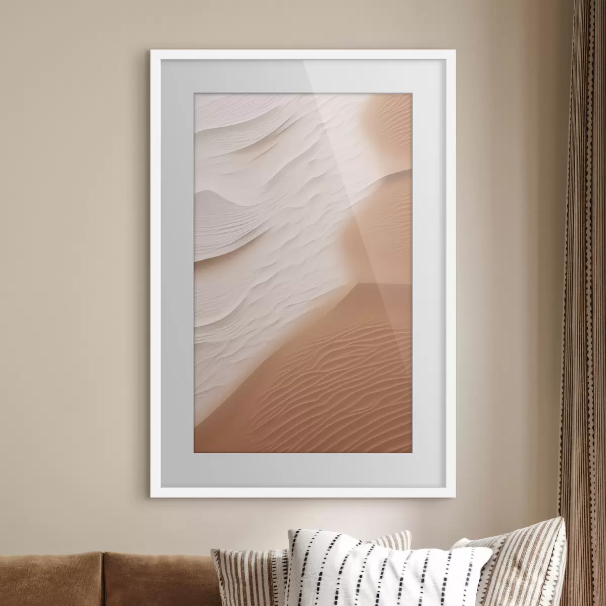 Poster Wogende Sanddünen in einer Wüste mit sanften, fließenden Kurven und Strukturen f50614