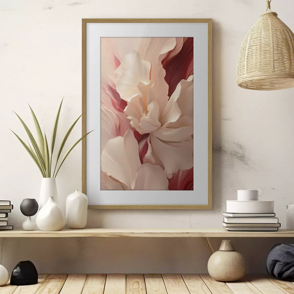 Poster Zarte, vielschichtige Blütenblätter mit roten und rosa Akzenten f50634