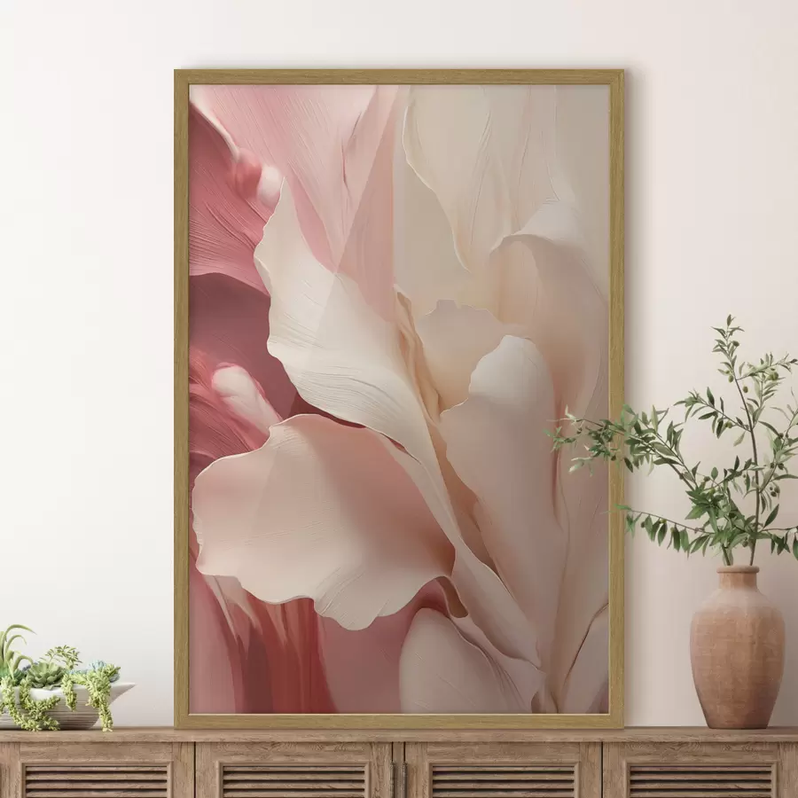 Fototapete Zarte, vielschichtige Blütenblätter mit roten und rosa Akzenten f50635