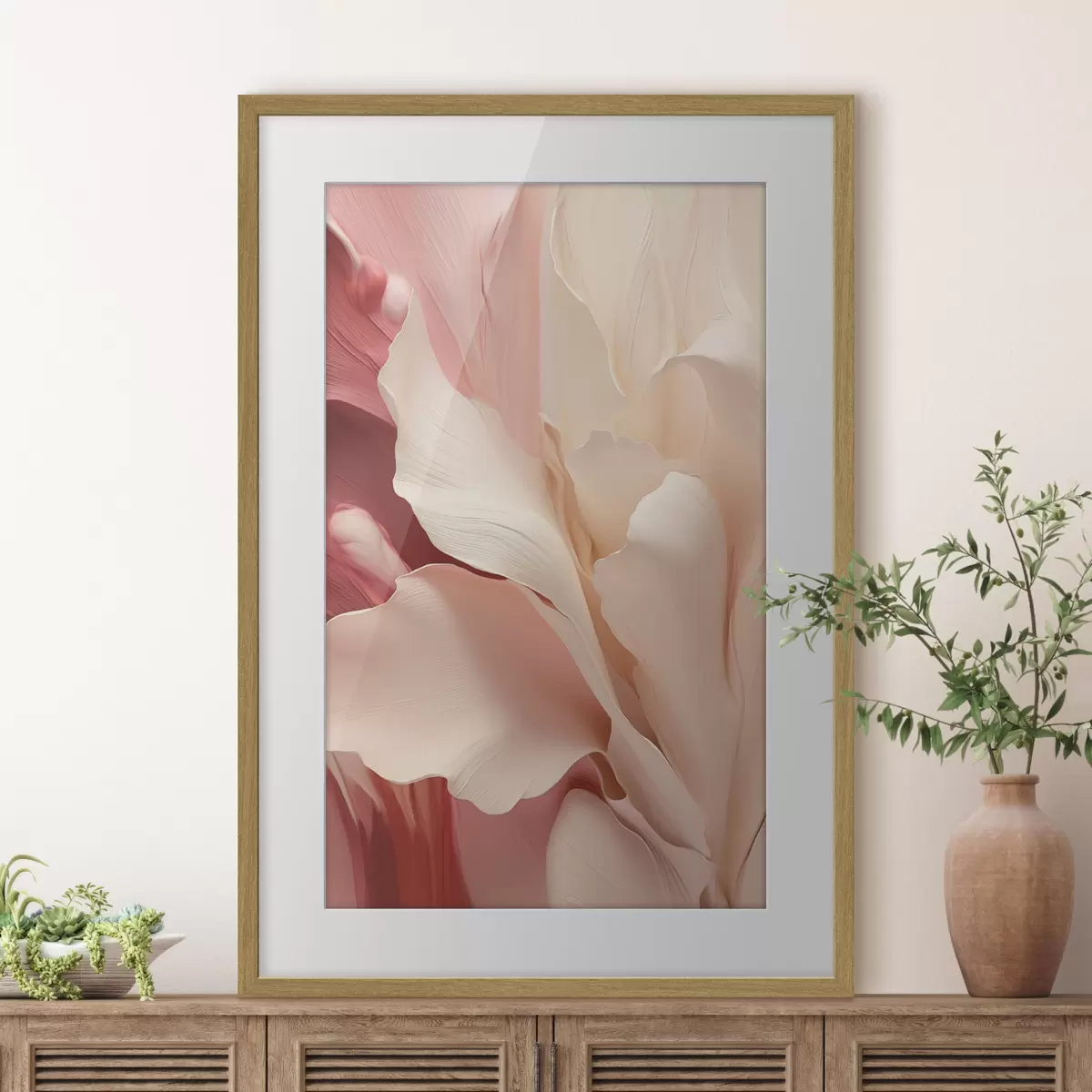 Poster Zarte, vielschichtige Blütenblätter mit roten und rosa Akzenten f50635