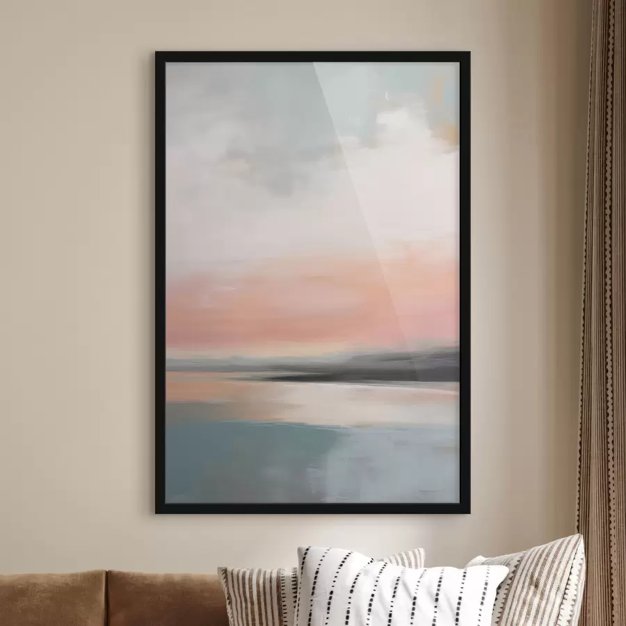 Fototapete Abstrakte, minimalistische Meereslandschaft in sanften Pastelltönen f50640