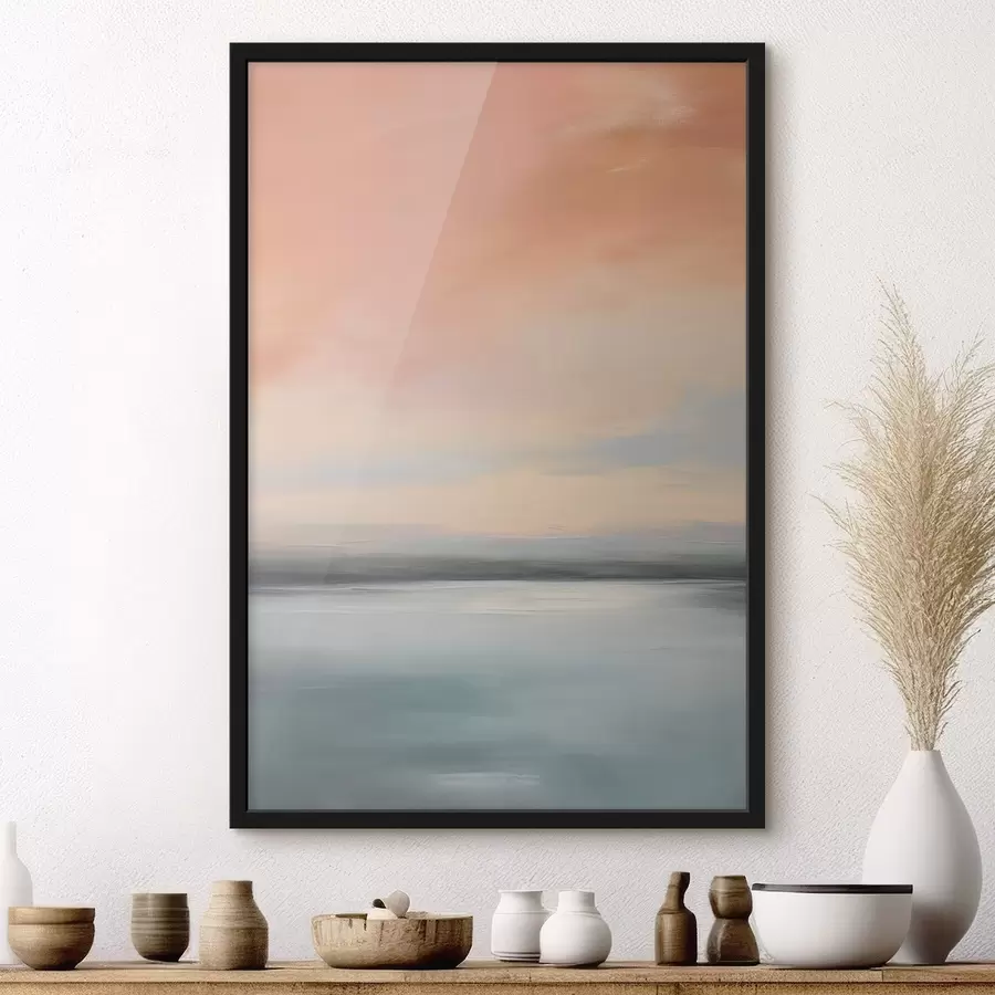 Fototapete Abstrakte, minimalistische Meereslandschaft in sanften Pastelltönen f50641