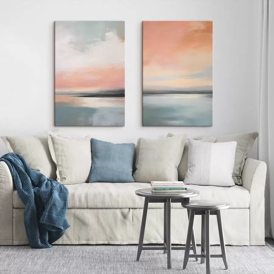 Fototapete Abstrakte, minimalistische Meereslandschaft in sanften Pastelltönen m30969