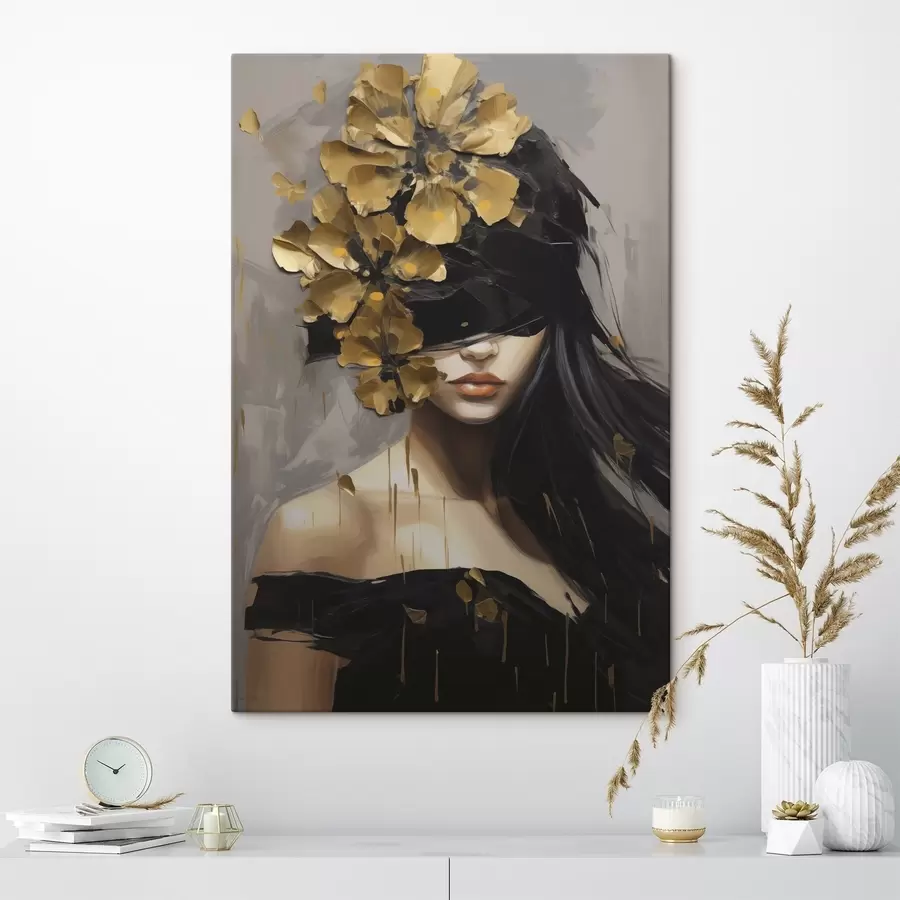 Fototapete Abstraktes Mädchen mit Blumen im Haar s50671