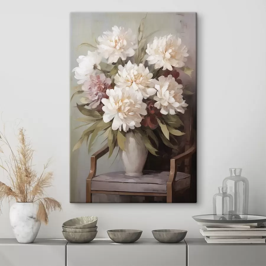Fototapete Ein Blumenstrauß in einer Vase, Nachbildung eines Gemäldes s50677