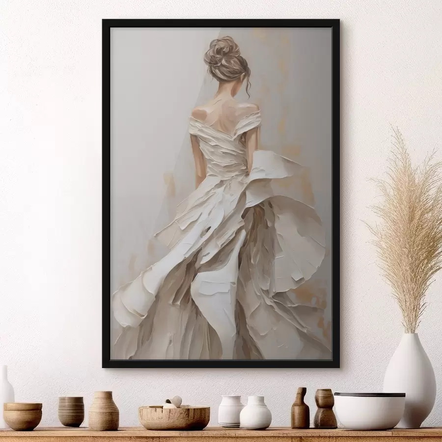 Fototapete Ein Mädchen in einem Kleid, das mit dem Rücken zur Kamera steht f50659