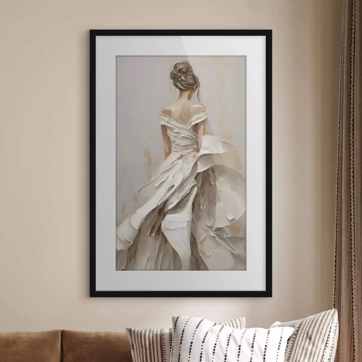 Poster Ein Mädchen in einem Kleid, das mit dem Rücken zur Kamera steht f50659