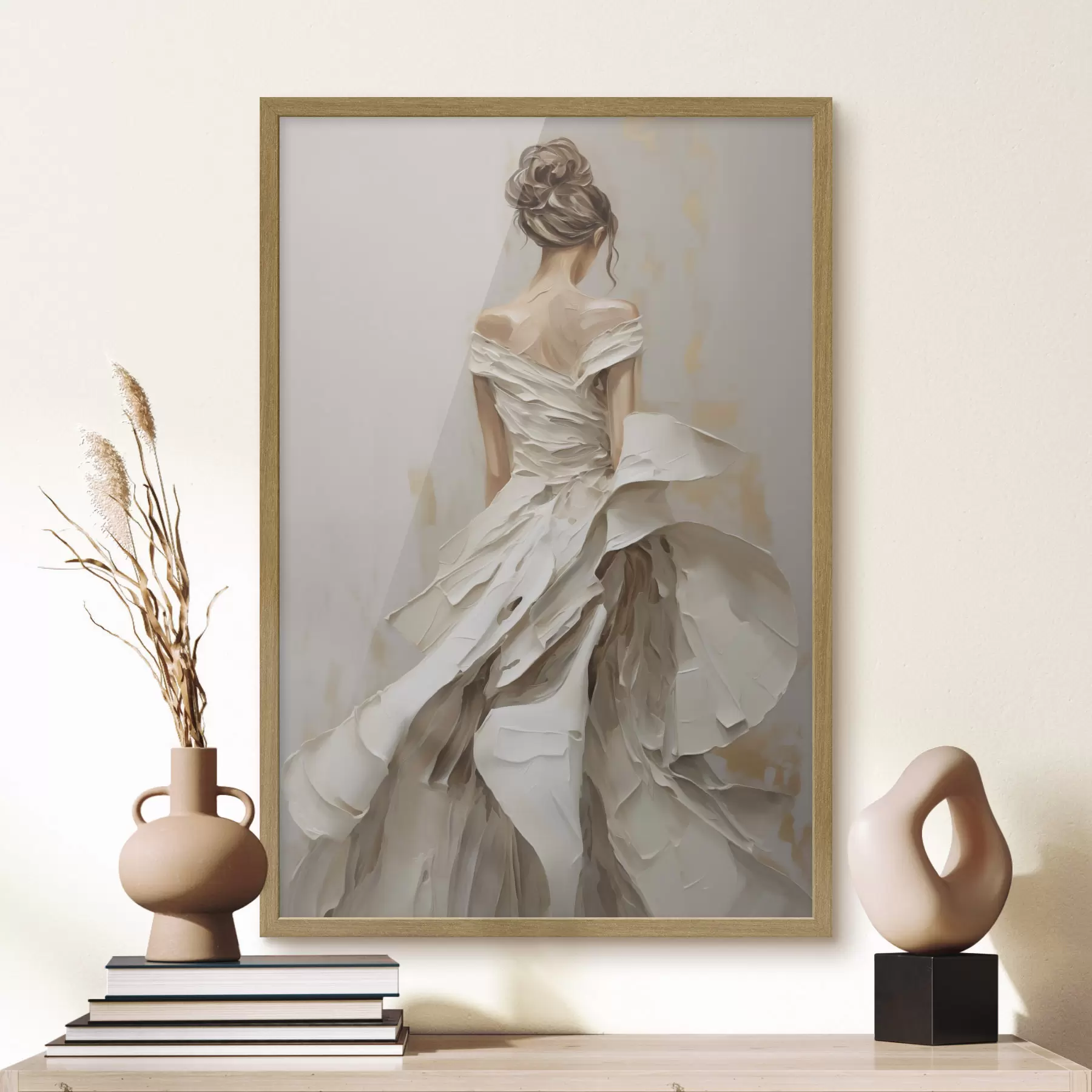 Fototapete Ein Mädchen in einem Kleid, das mit dem Rücken zur Kamera steht f50659