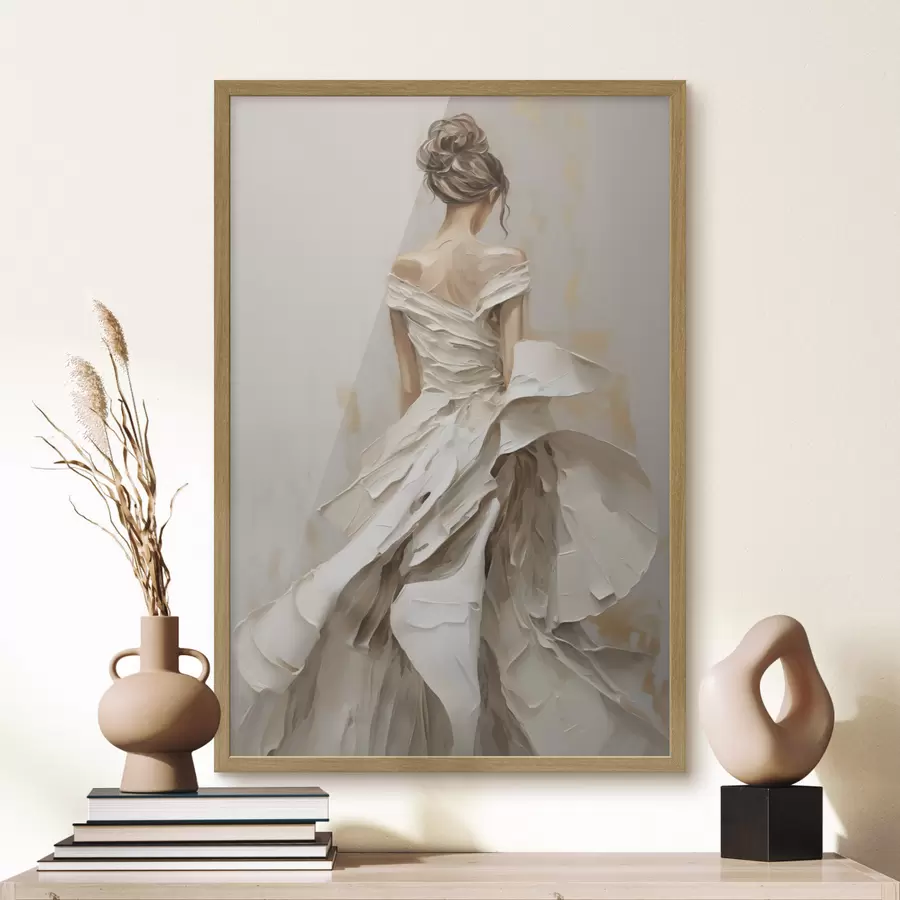 Fototapete Ein Mädchen in einem Kleid, das mit dem Rücken zur Kamera steht f50659