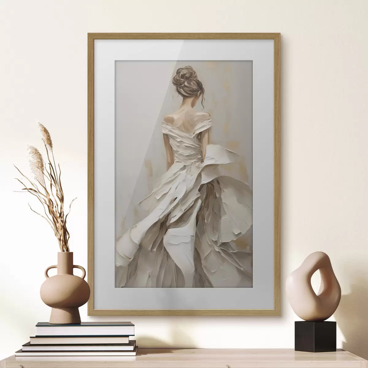 Poster Ein Mädchen in einem Kleid, das mit dem Rücken zur Kamera steht f50659