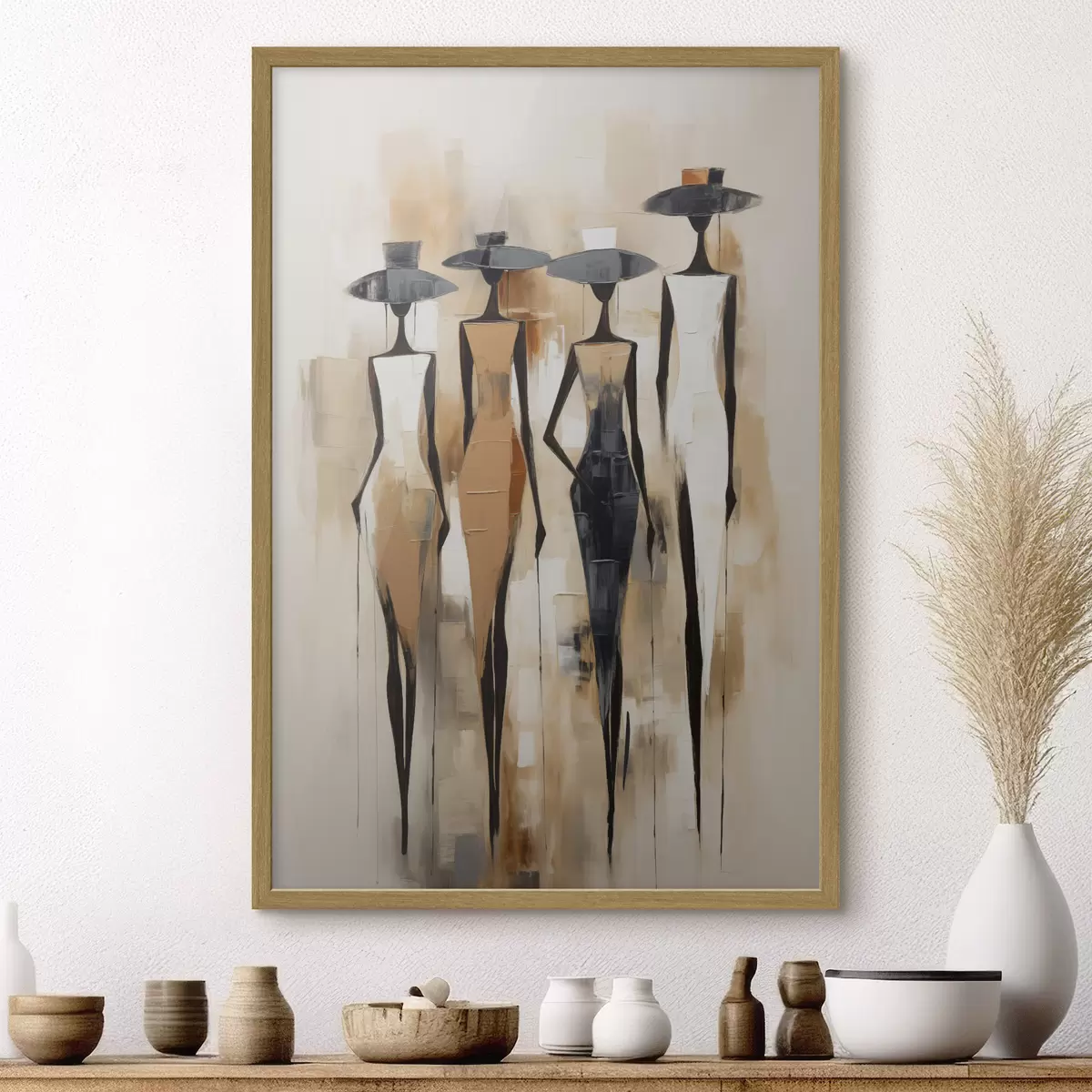 Poster Schlanke Gestalten mit Hüten f50665