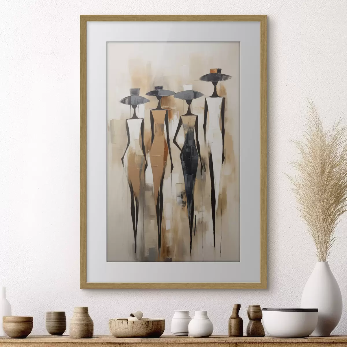 Poster Schlanke Gestalten mit Hüten f50665