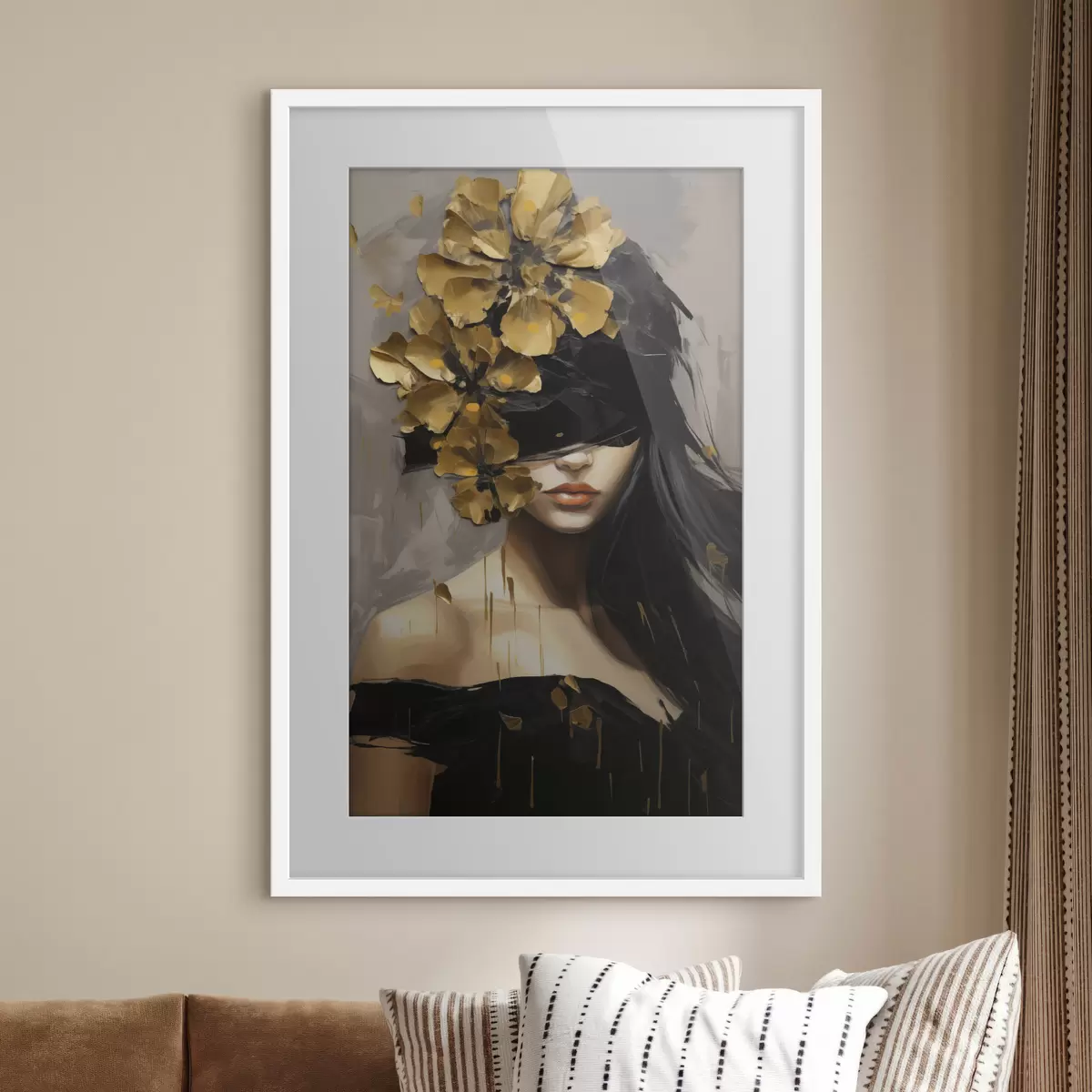 Poster Abstraktes Mädchen mit Blumen im Haar f50671