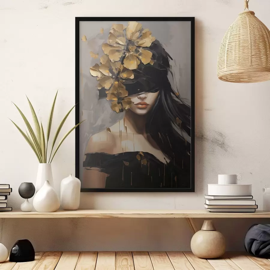 Fototapete Abstraktes Mädchen mit Blumen im Haar f50671