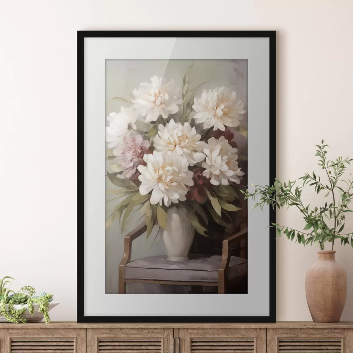 Poster Ein Blumenstrauß in einer Vase, Nachbildung eines Gemäldes f50677