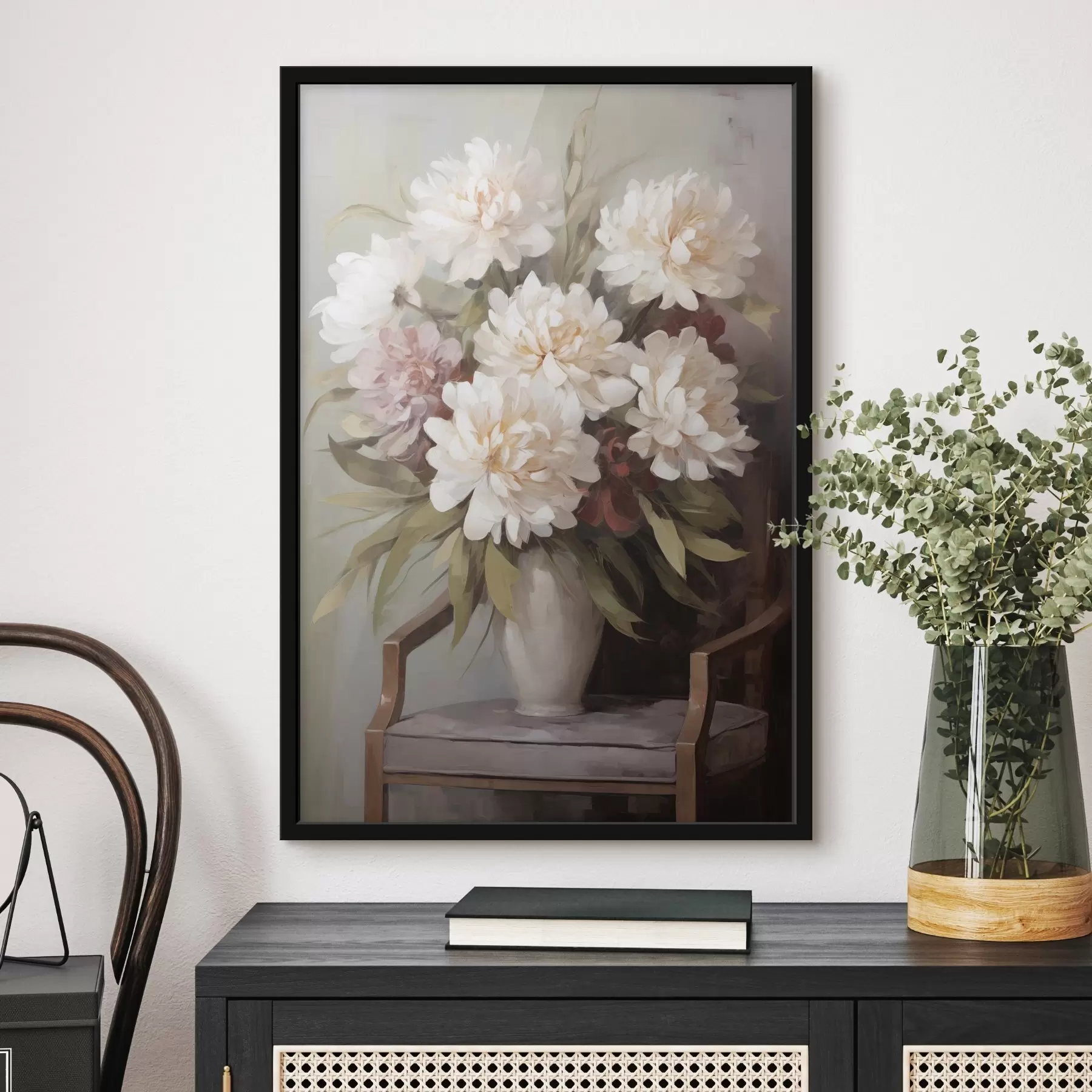 Fototapete Ein Blumenstrauß in einer Vase, Nachbildung eines Gemäldes f50677