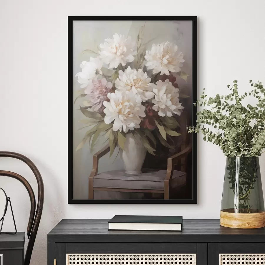 Fototapete Ein Blumenstrauß in einer Vase, Nachbildung eines Gemäldes f50677