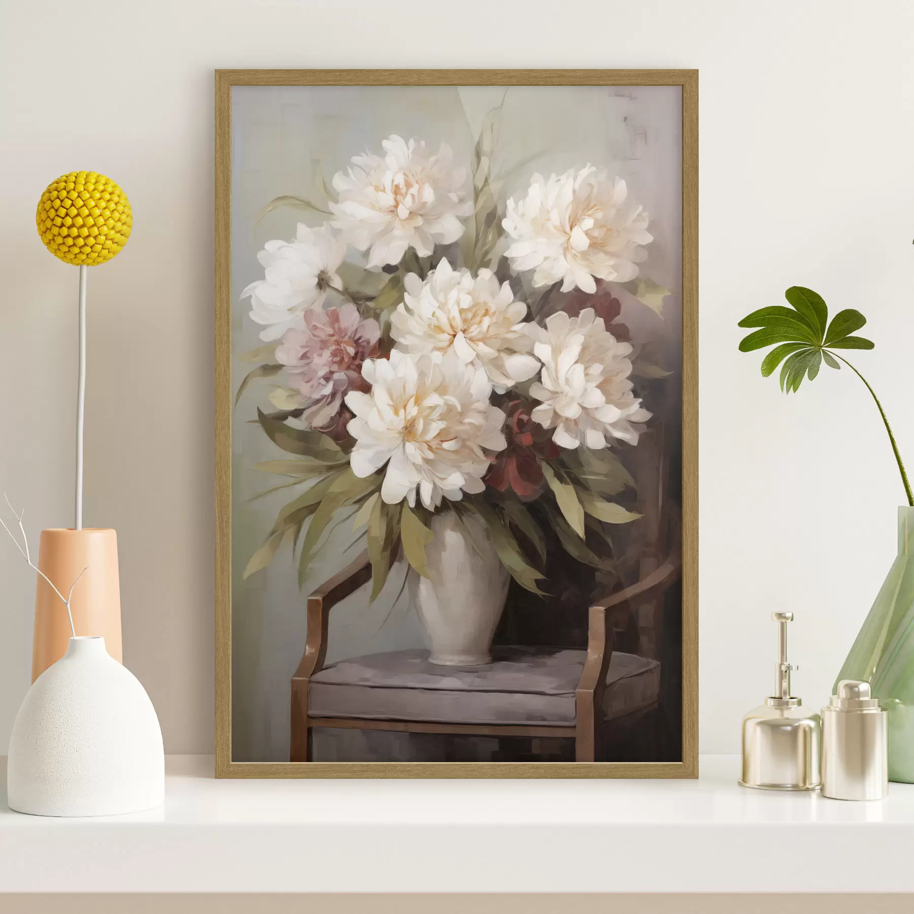 Fototapete Ein Blumenstrauß in einer Vase, Nachbildung eines Gemäldes f50677