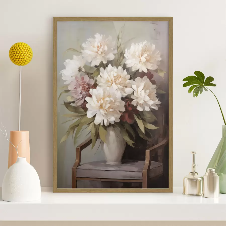 Fototapete Ein Blumenstrauß in einer Vase, Nachbildung eines Gemäldes f50677