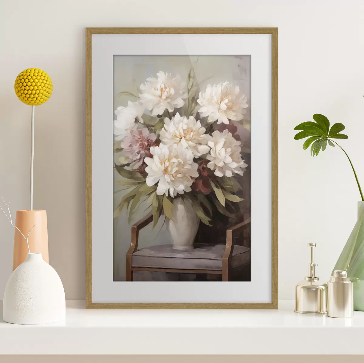 Poster Ein Blumenstrauß in einer Vase, Nachbildung eines Gemäldes f50677