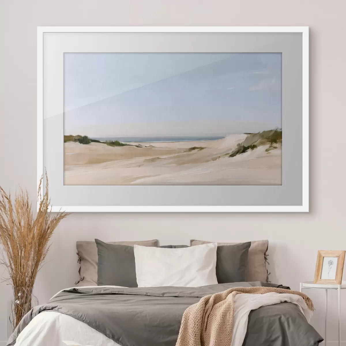 Poster Strandgräser am Meer im warmen Licht f50576