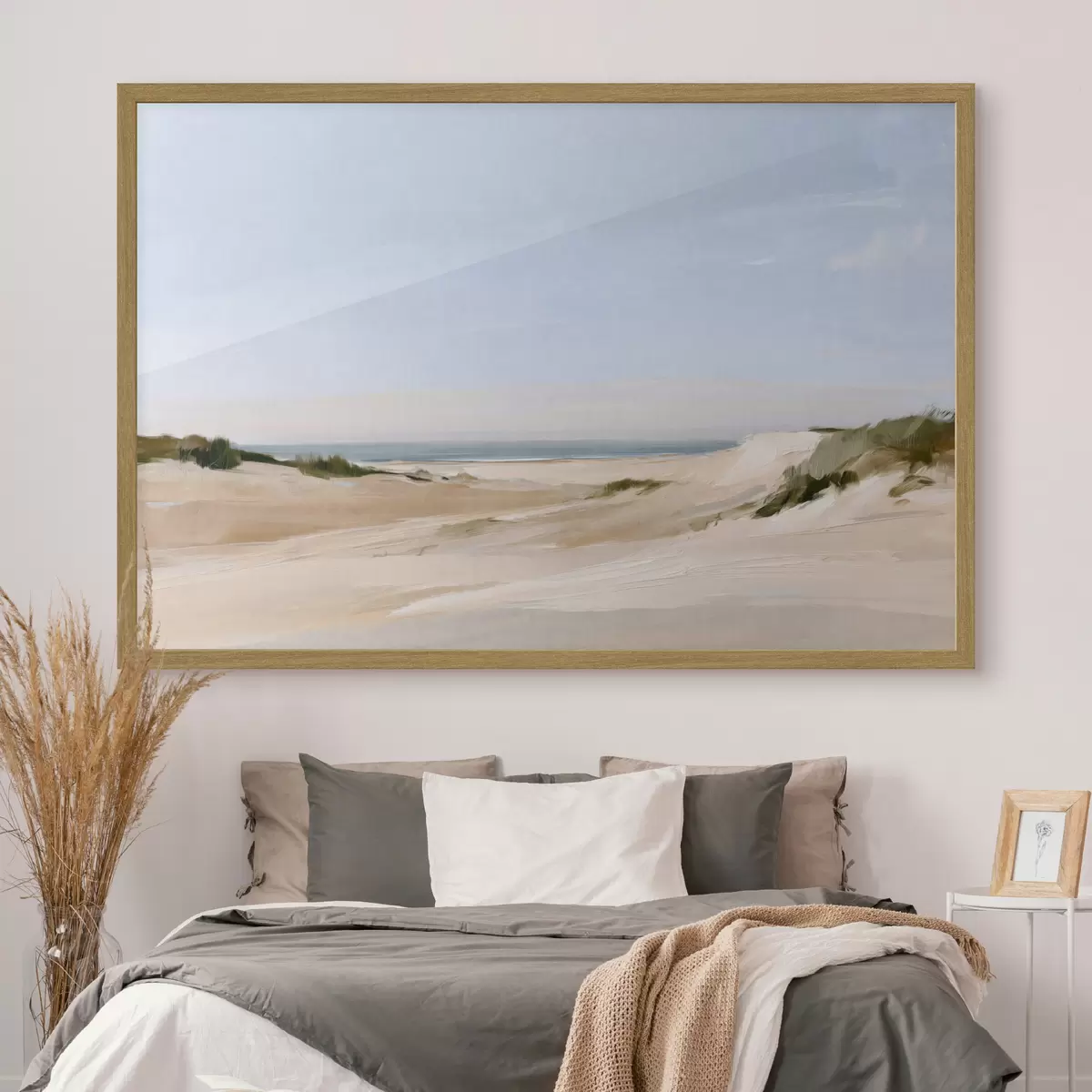 Poster Strandgräser am Meer im warmen Licht f50576