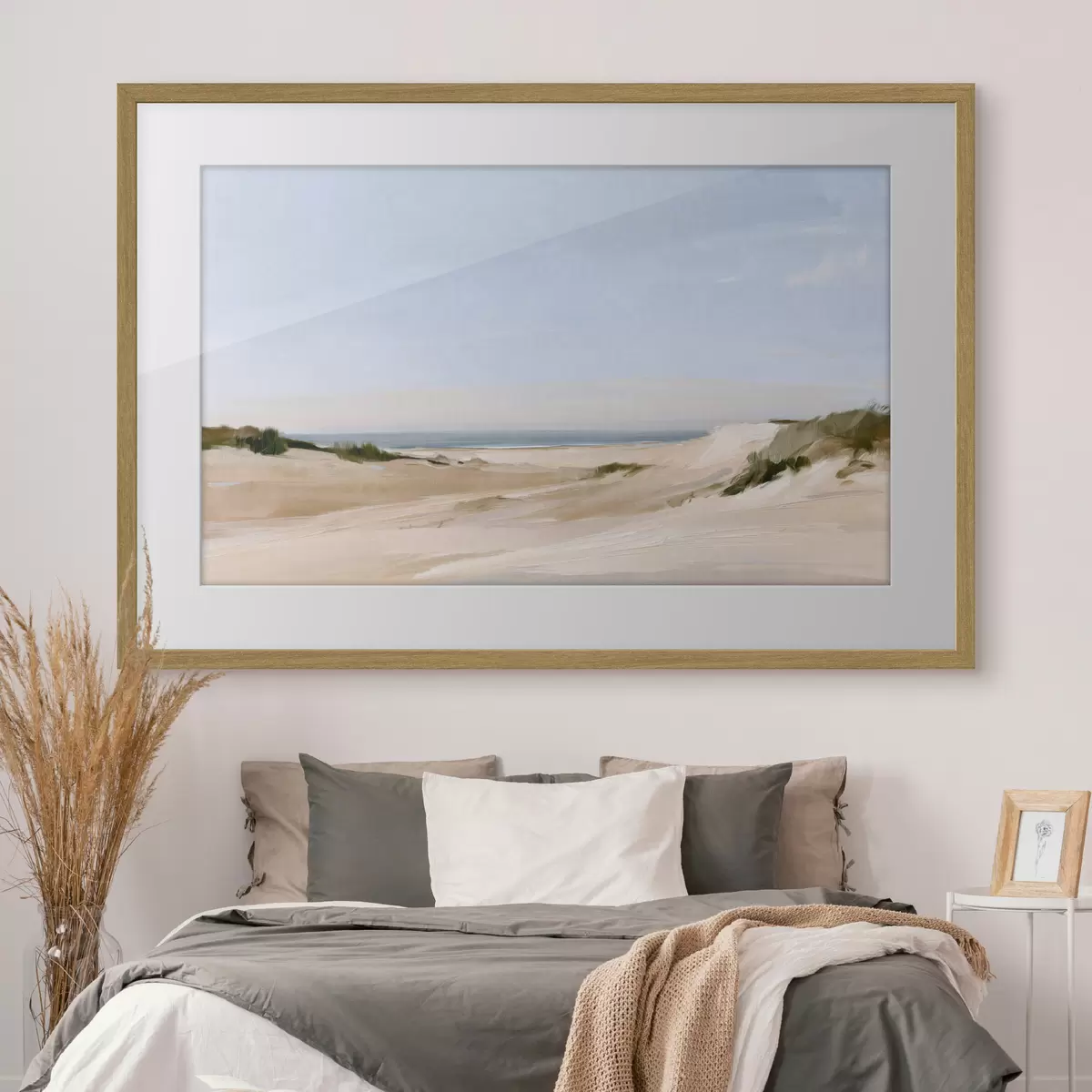 Poster Strandgräser am Meer im warmen Licht f50576