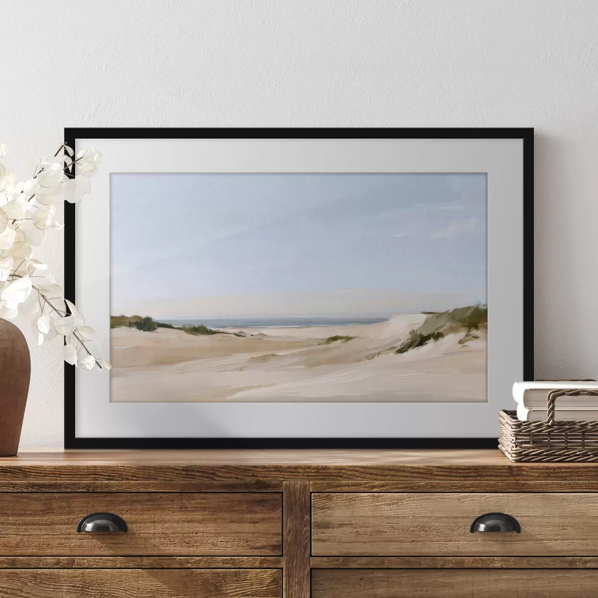 Poster Strandgräser am Meer im warmen Licht f50576