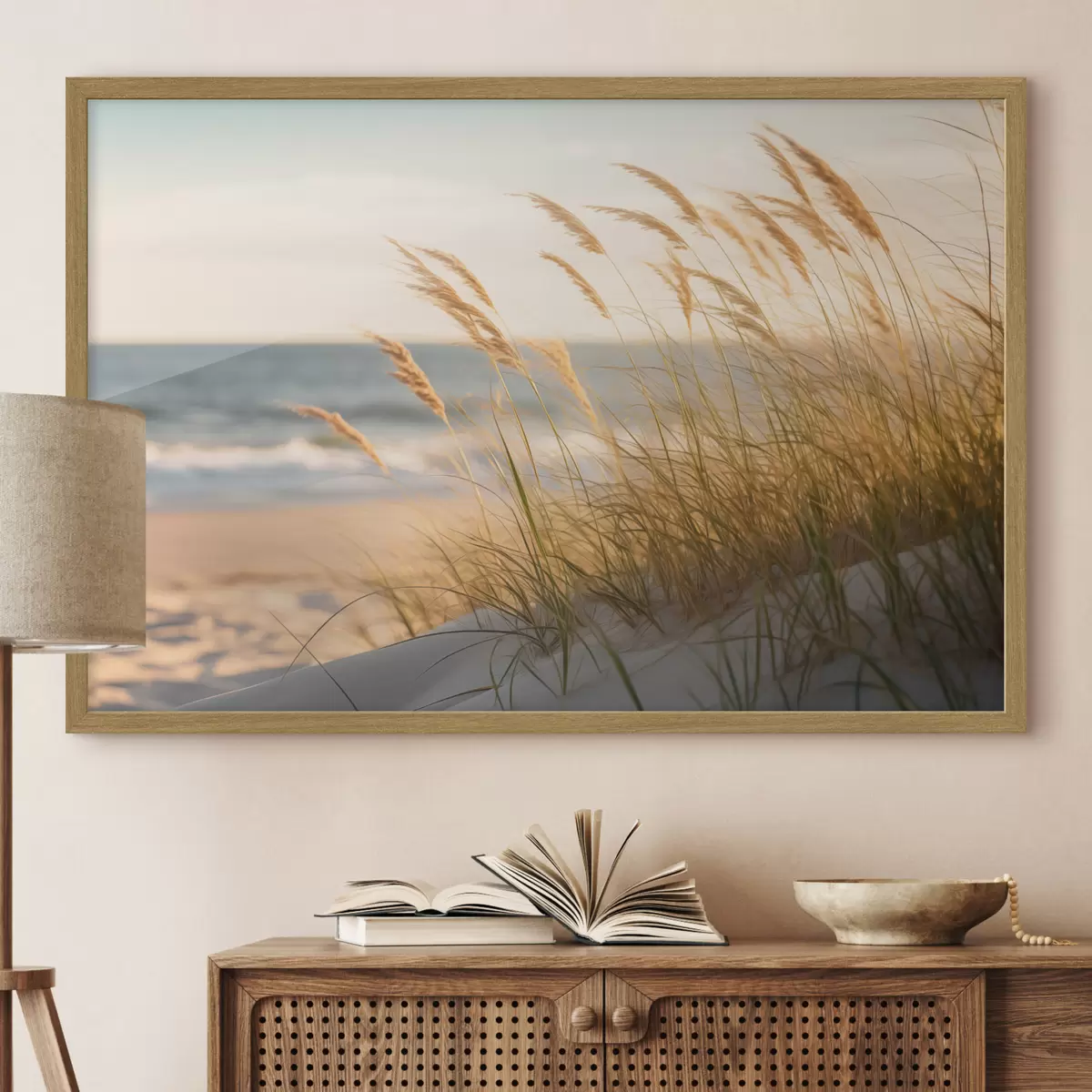Poster Helle Sanddünen an einem ruhigen Meer f50593