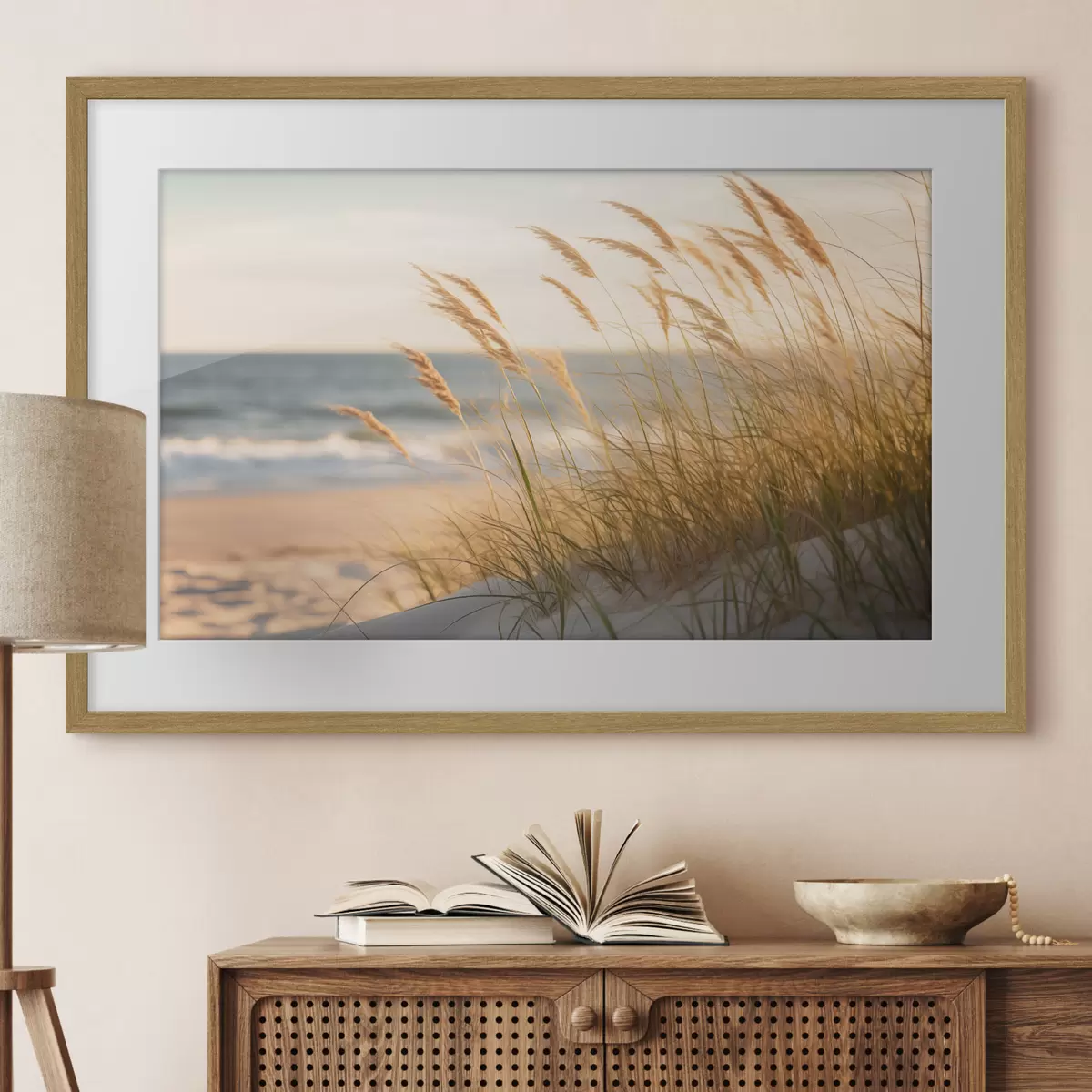 Poster Helle Sanddünen an einem ruhigen Meer f50593