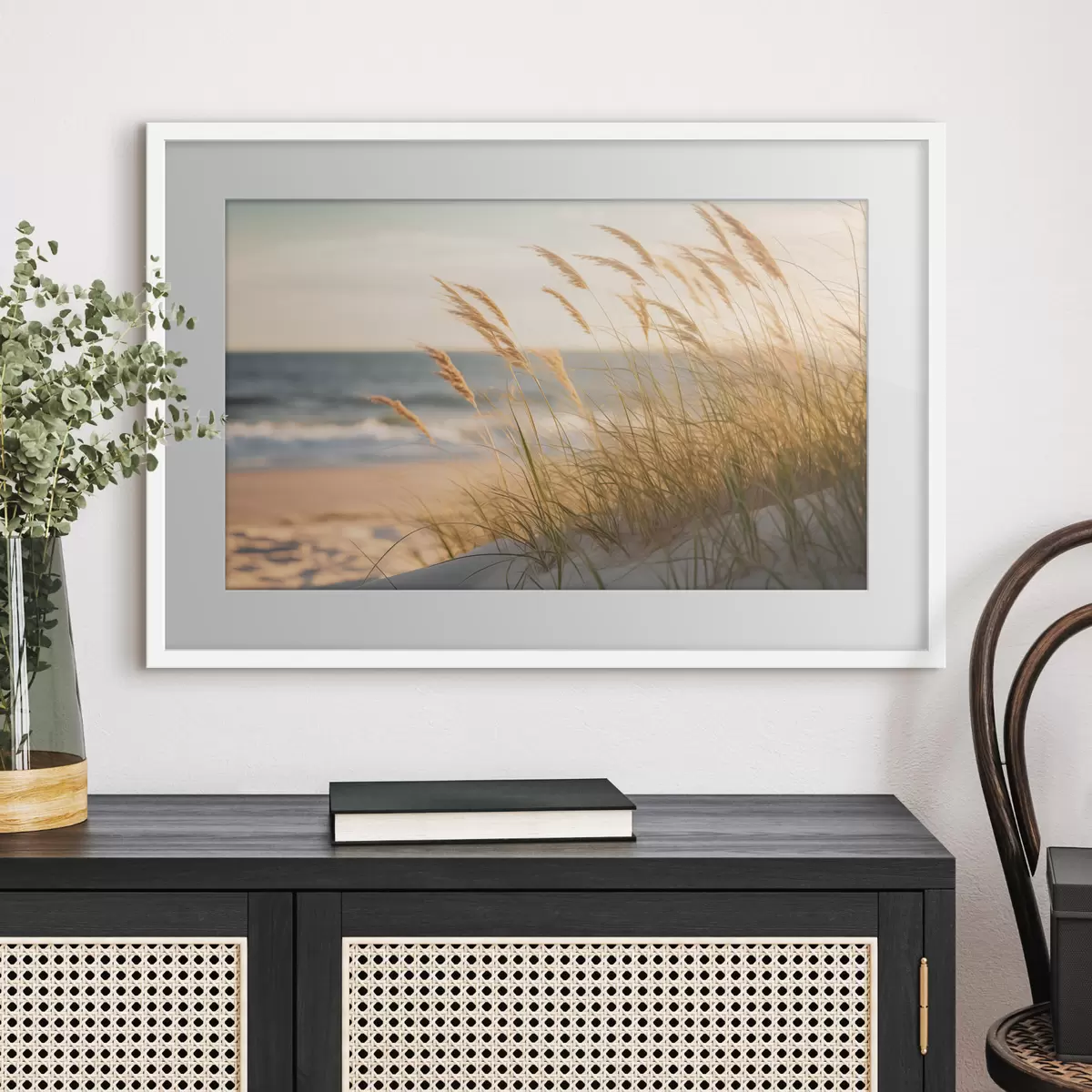 Poster Helle Sanddünen an einem ruhigen Meer f50593