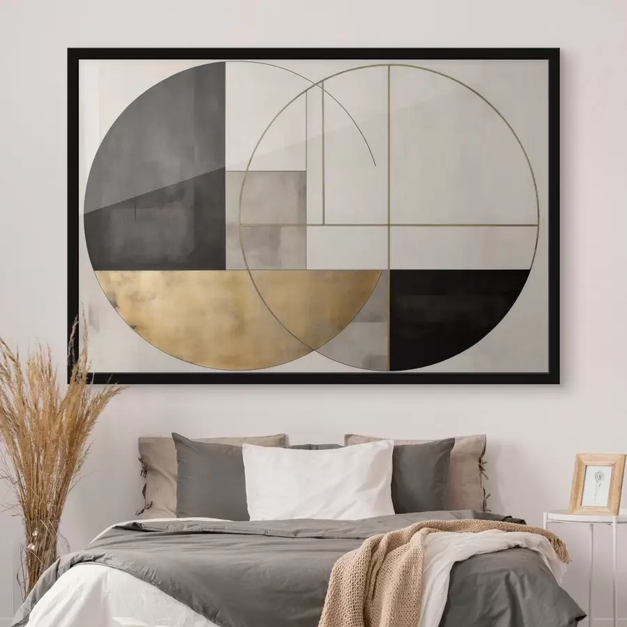 Fototapete Geometrische Kreise und Rechtecke in neutralen Farbtönen f50595