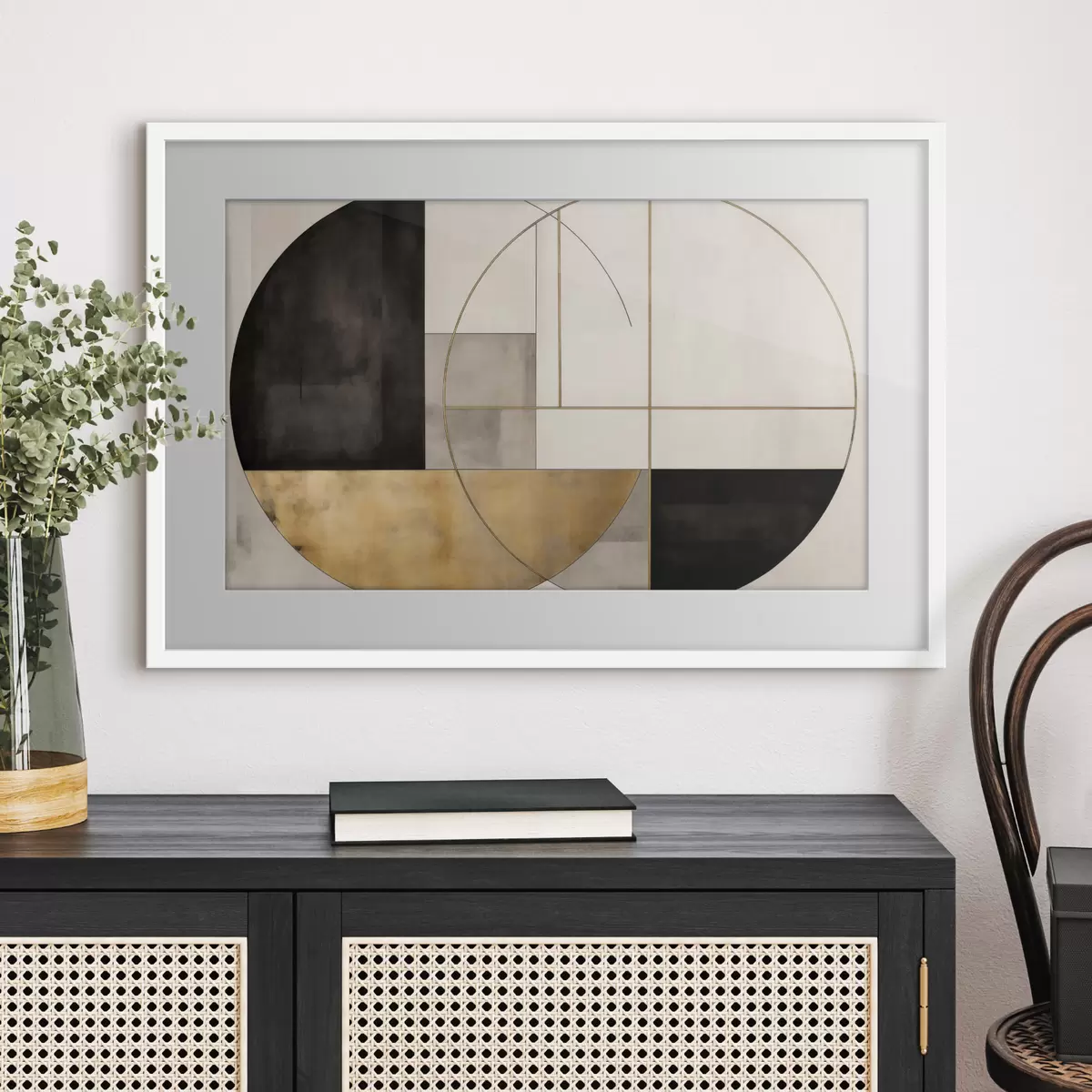 Poster Geometrische Kreise und Rechtecke in neutralen Farbtönen f50595