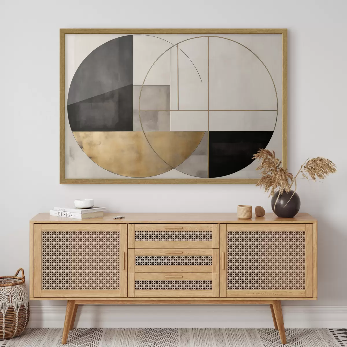 Poster Geometrische Kreise und Rechtecke in neutralen Farbtönen f50595