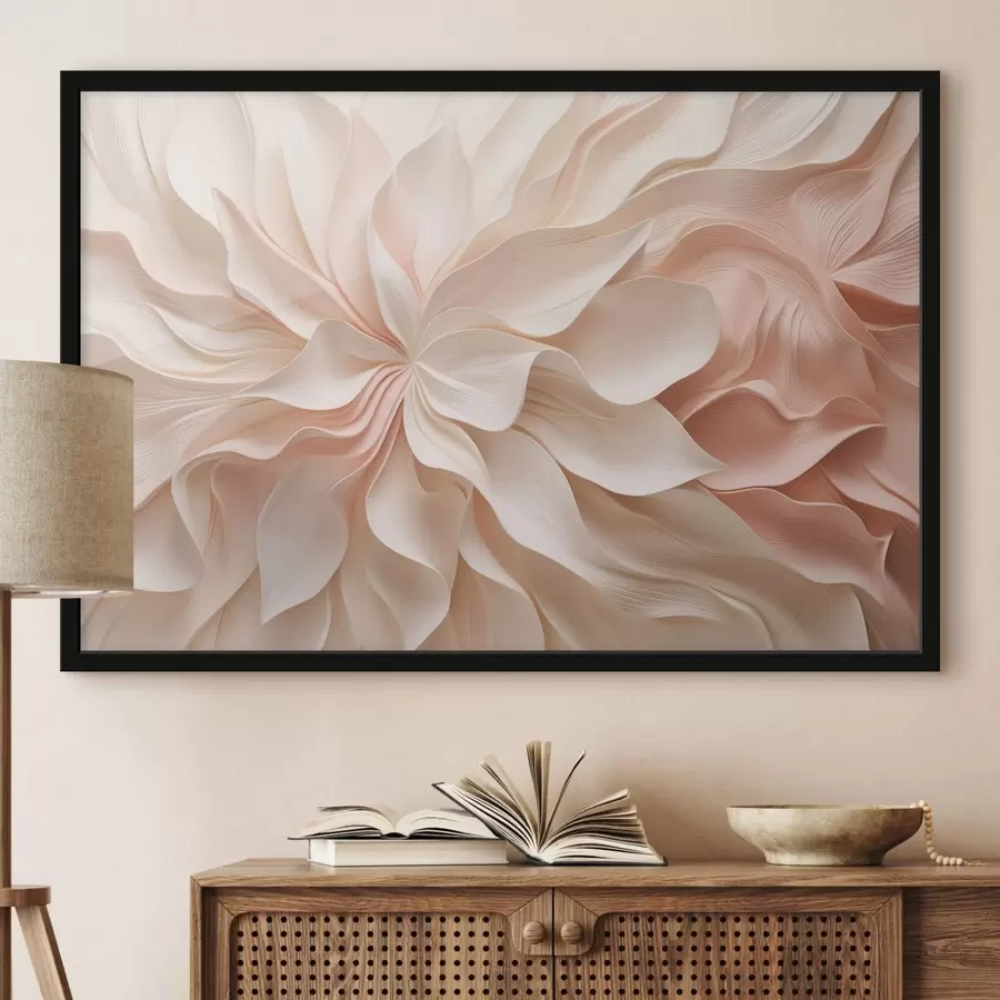 Fototapete Dreidimensionale Blumenmotive in Creme- und Rosatönen f50599