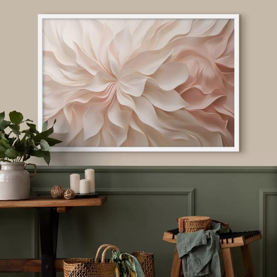 Fototapete Dreidimensionale Blumenmotive in Creme- und Rosatönen f50599