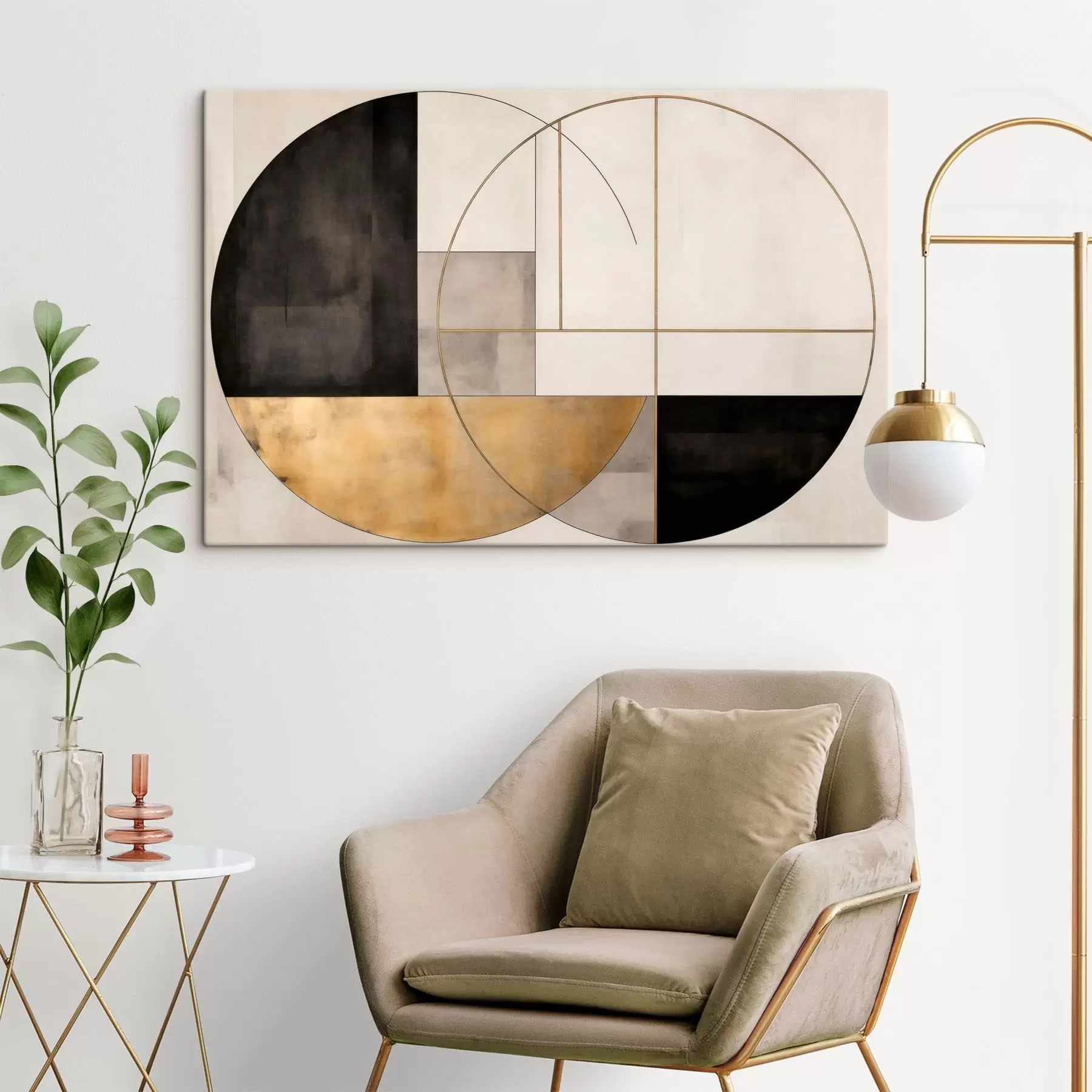 Fototapete Geometrische Kreise und Rechtecke in neutralen Farbtönen s50595