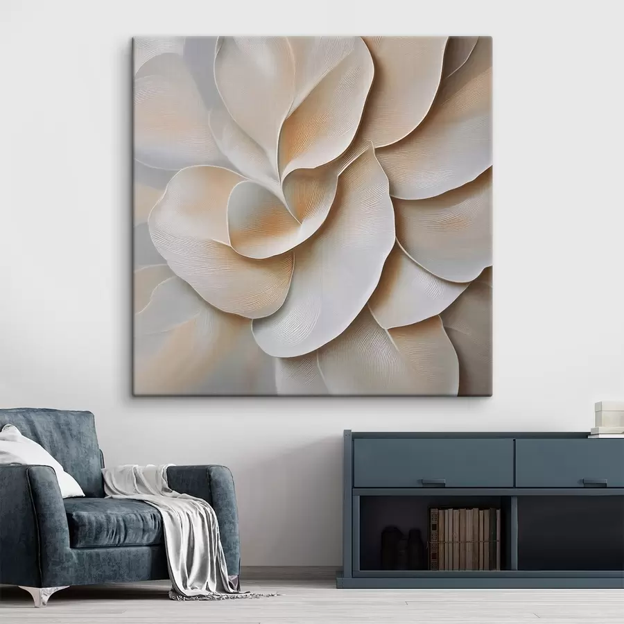 Fototapete Ein Blumenarrangement mit einer strukturierten Reliefoberfläche in Beige- und Cremetönen s50002