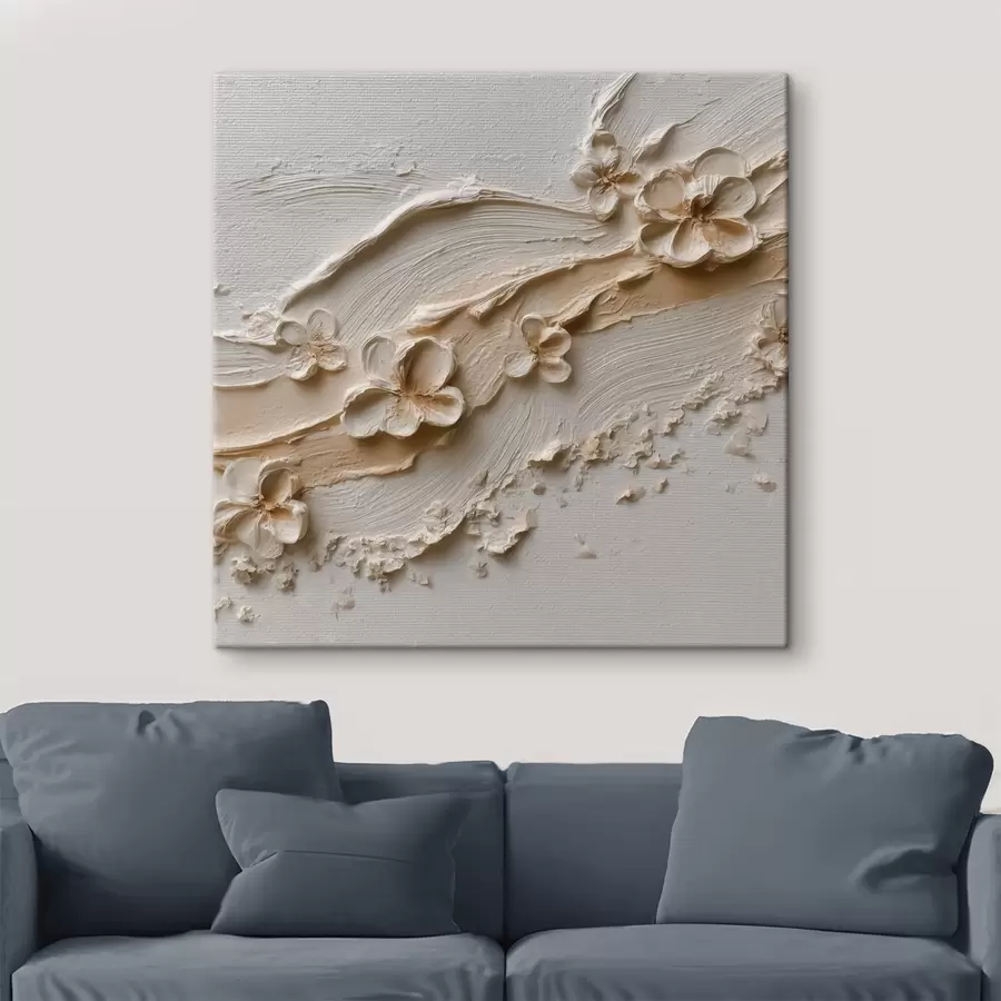 Fototapete Eine dekorative botanische Szene mit ausgeprägtem Relief im Stil der zeitgenössischen Malerei s50003
