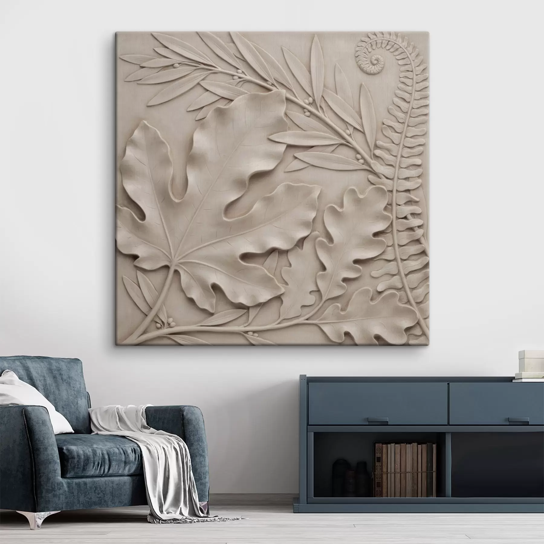 Fototapete Farn und Monstera im Relief s50013